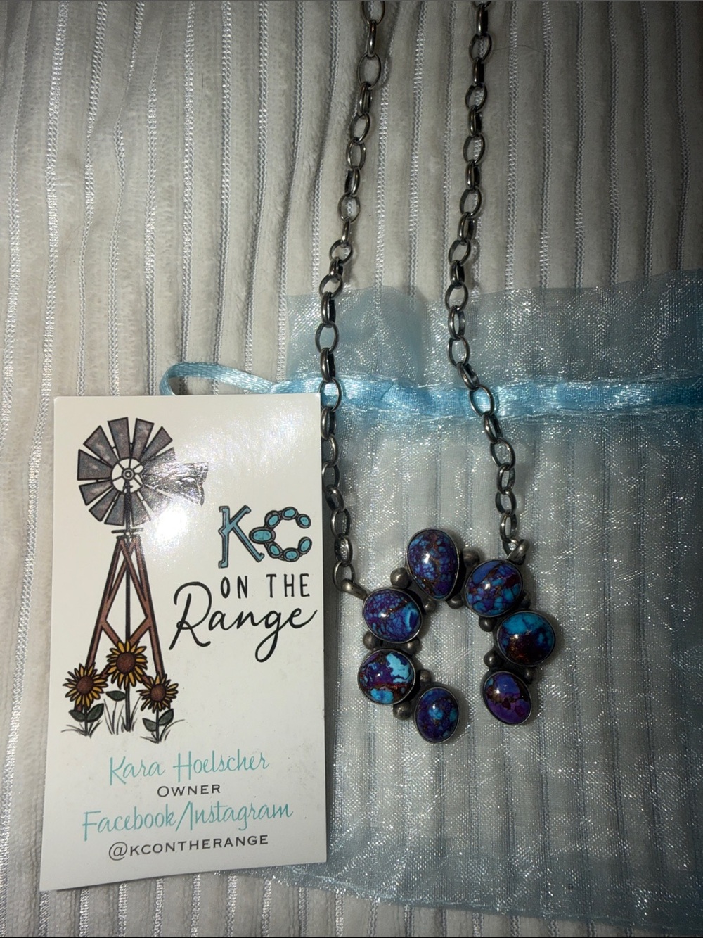 Kc on the range sterling silver Mojave jasper horse shoe necklace